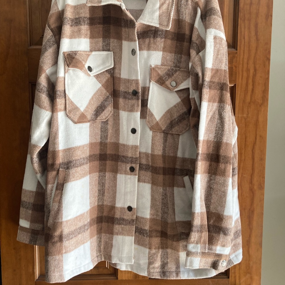 Michelle Mae Brown and Cream Plaid Button Down Shirt